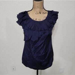 ANN Taylor blue‎ ruffled blouse size XS